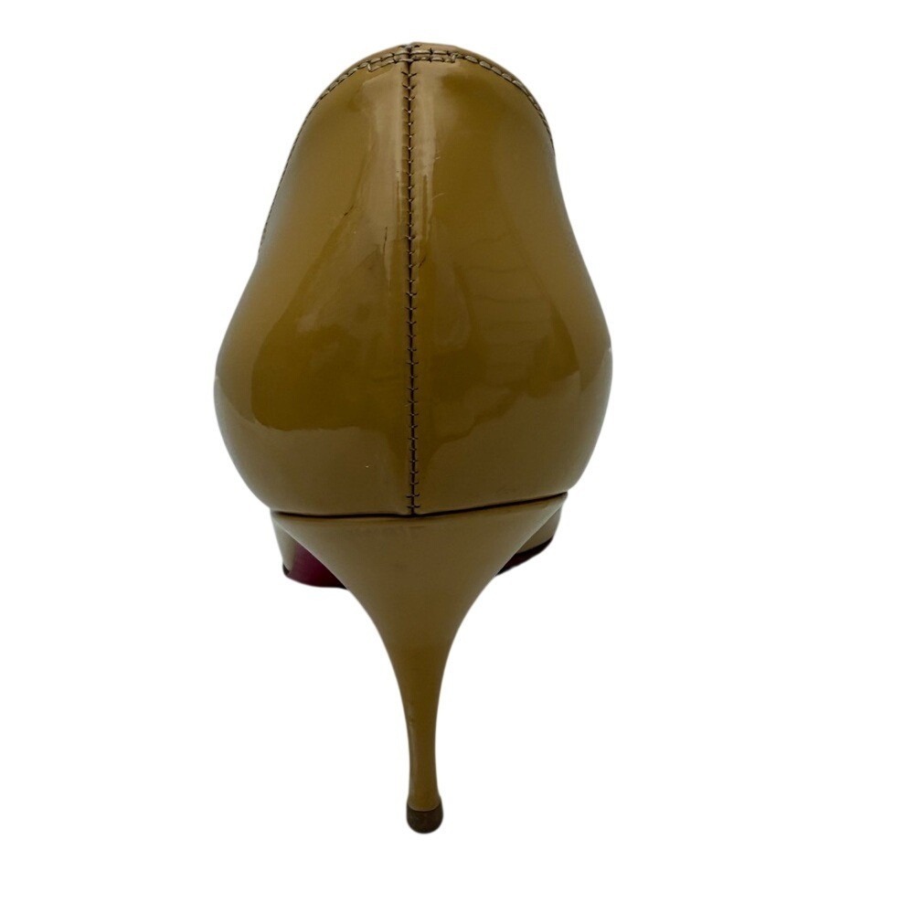 Christian Louboutin Patent Leather Peep Toe Pump Heel Yellow Sz 38.5 Evening - Picture 5 of 16